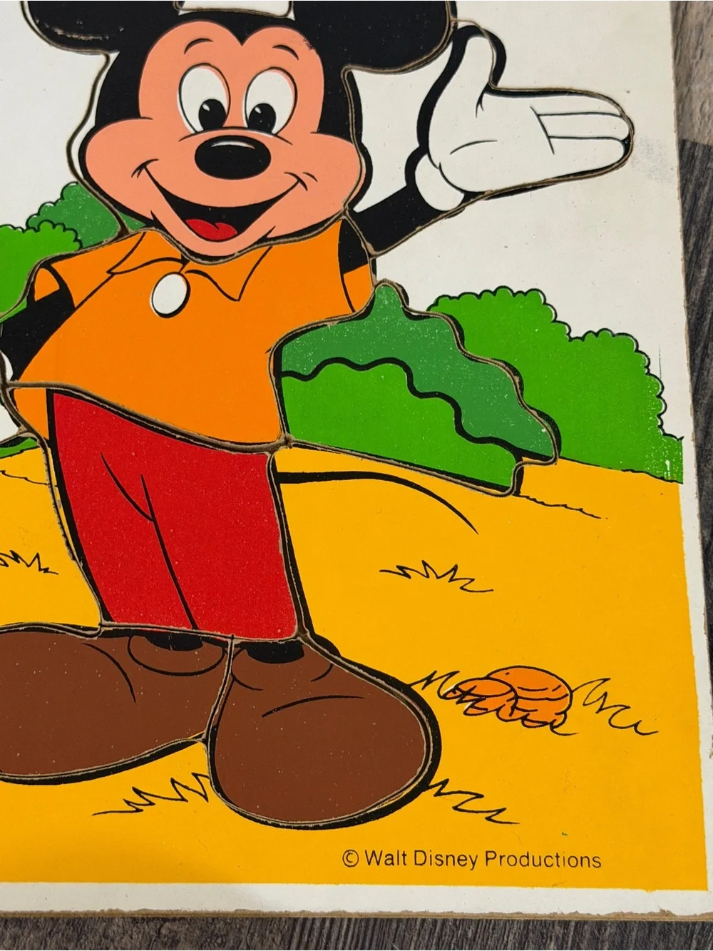 Vintage Playskool Mickey Mouse Wooden Tray Puzzle #190-05 Walt Disney 8 Piece